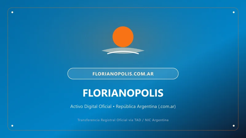 Identidad visual y presentación comercial del nombre de dominio florianopolis.com.ar en venta